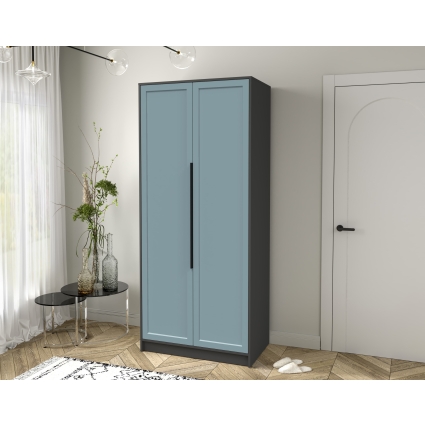 Шкаф распашной Тренд КТ-Ш2 (Антрацит ЛДСП/ Океан ЛМДФ) Ш918 В2128 Г547